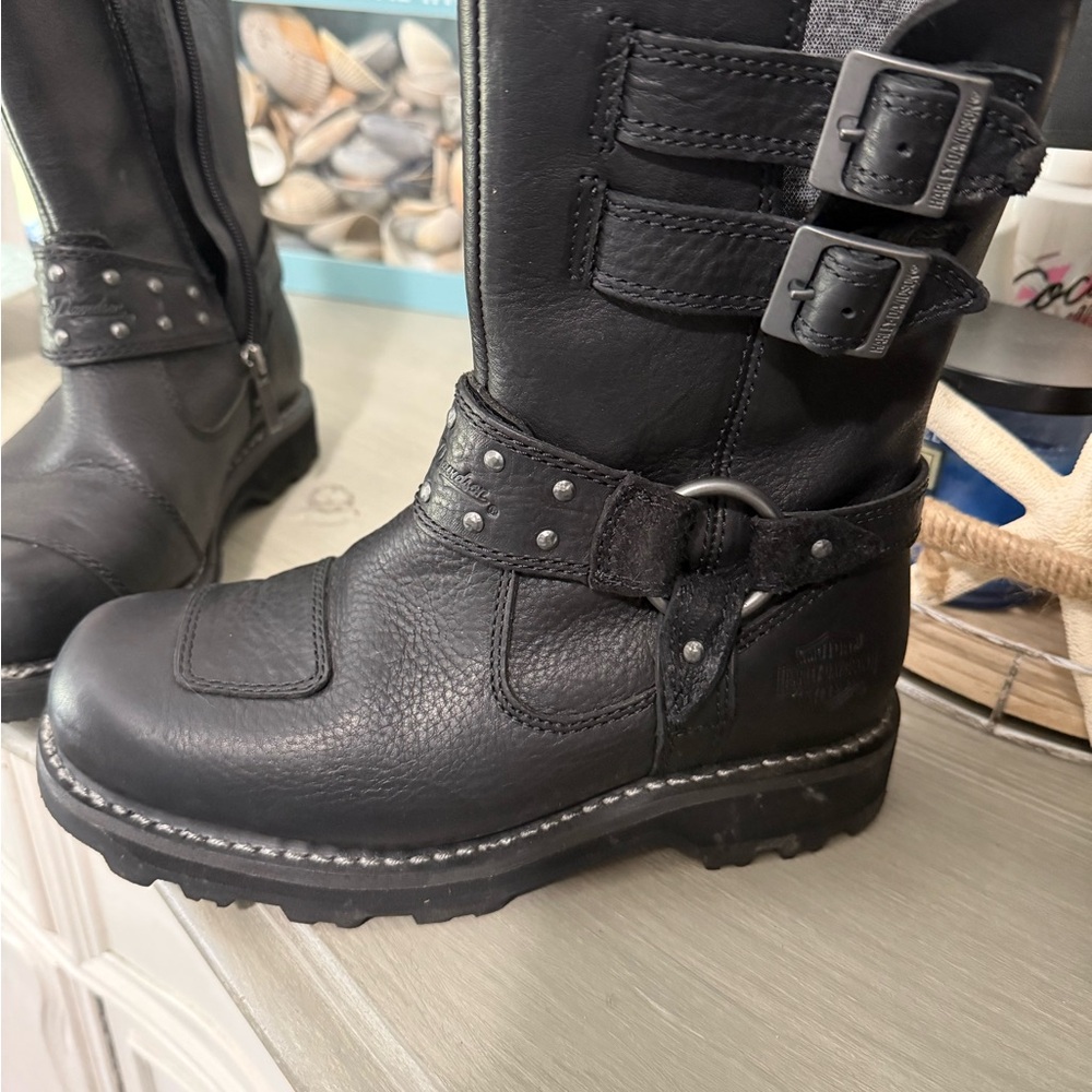 Harley-Davidson Black Leather Ankle Boots